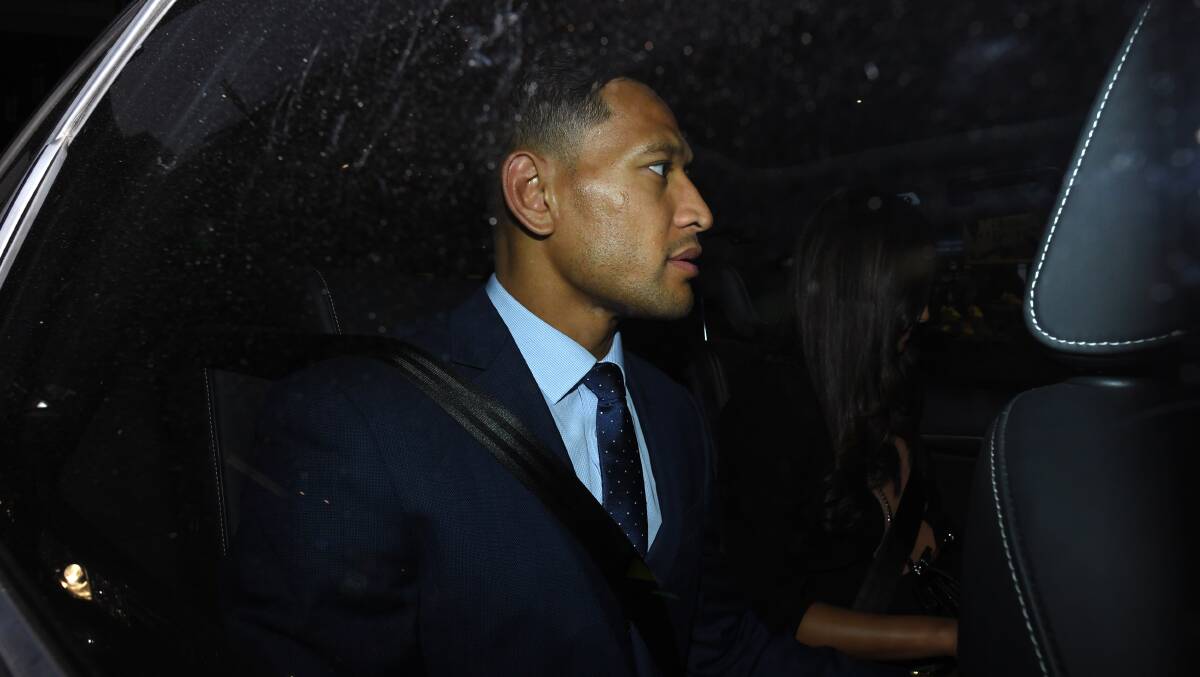 Israel Folau faced a Rugby Australia code of conduct hearing on May 5 over his Instagram post. Picture: AAP