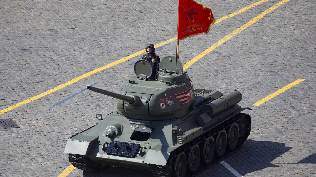 A T-34 tank preparing for Russia's World War II victory parade in Red Square on May 9. Picture: Alexander Zemlianichenko
