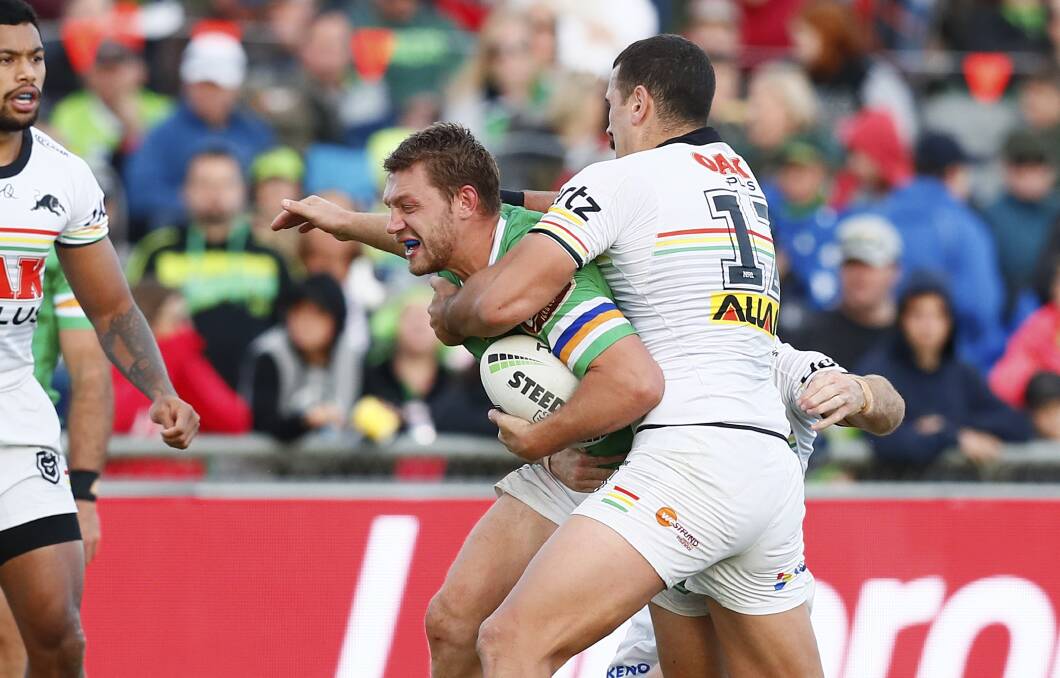 Canberra Raiders second-rower Elliott Whitehead has been wrecking ball the last few weeks. Picture: Keegan Carroll/NRL Photos 