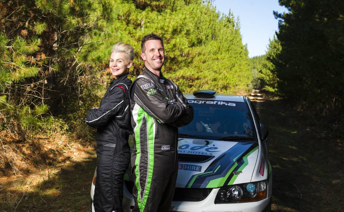 Canberra rally driver Adrian Coppin has teamed up with with Kate Peck from Channel 10 for this weekend's rally. Picture: Dion Georgopoulos