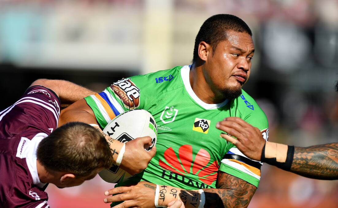 Raiders centre Joey Leilua looks set to play again in 2019. Picture: Gregg Porteous/NRL Photos
