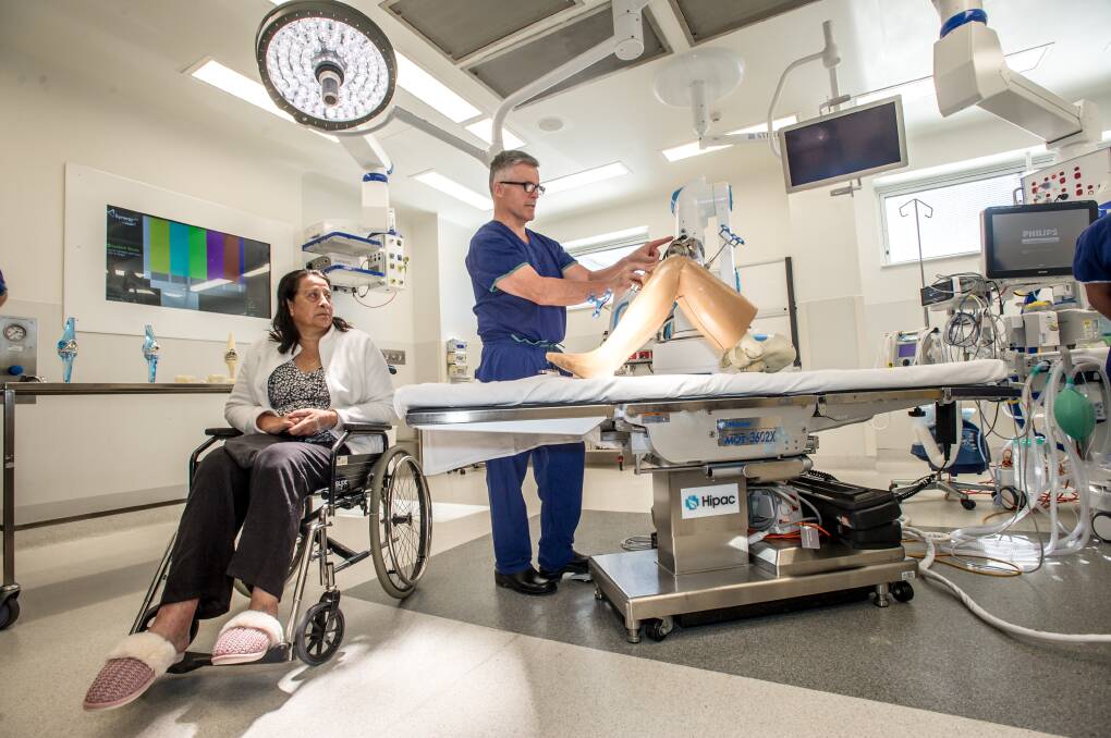 Orthopedic surgeon Brendan Klar and Beverly Webb of Monash, who had the first knee replacement done by a surgical robot. Picture: Karleen Minney