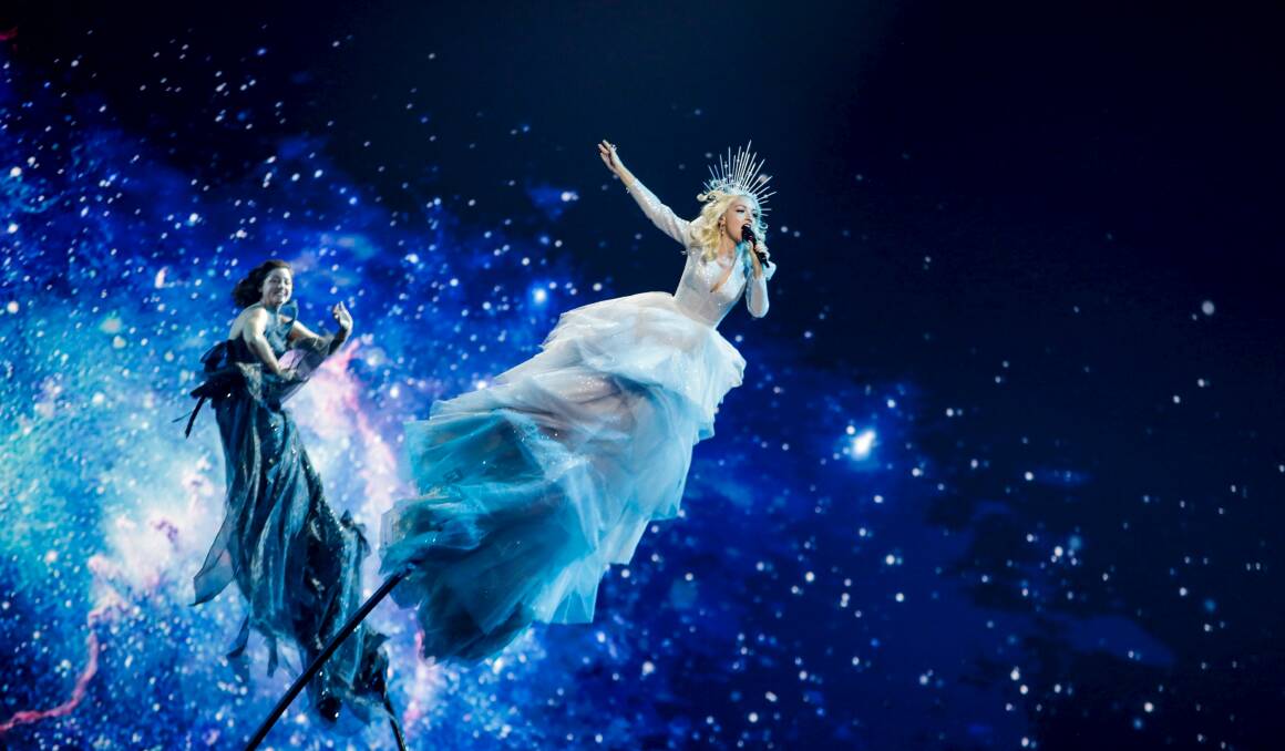 Kate Miller-Heidke's dazzling aerial display at the 64th Eurovision Song Contest. Picture: Thomas Hanses/Eurovision