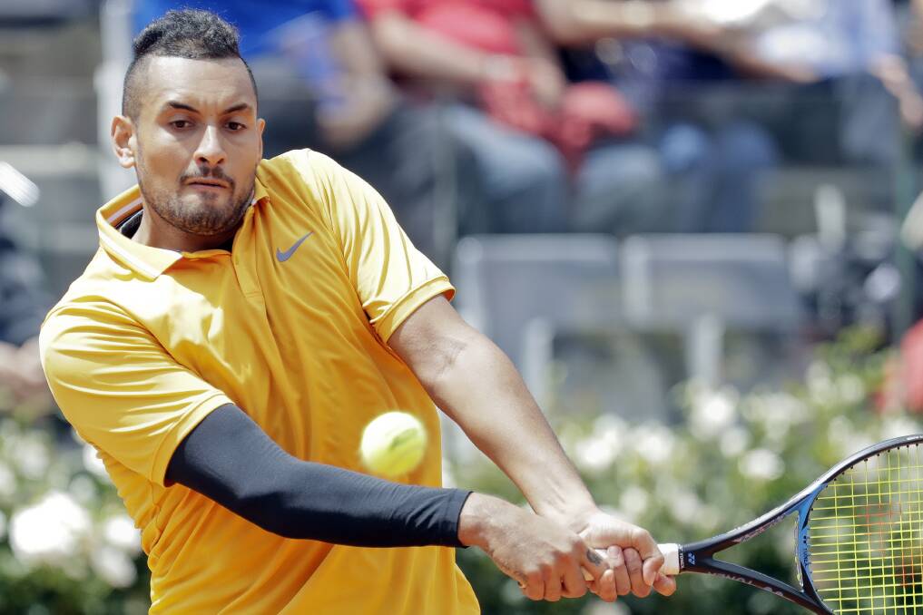 Nick Kyrgios is out of the Italian Open and is facing suspension. Picture: AP