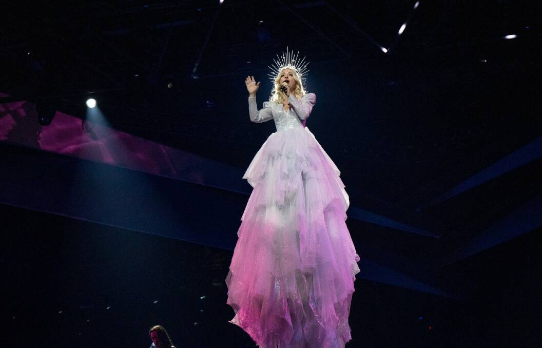 Kate Miller-Heidke rehearsing in her Steven Khalil dress at Eurovision 2019. Picture: Andres Putting