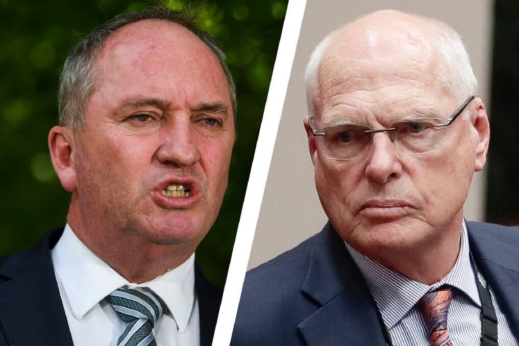Barnaby Joyce has taken aim at Jim Molan as a Coalition civil war rages in the Senate race. Pictures: AAP/Alex Ellinghausen