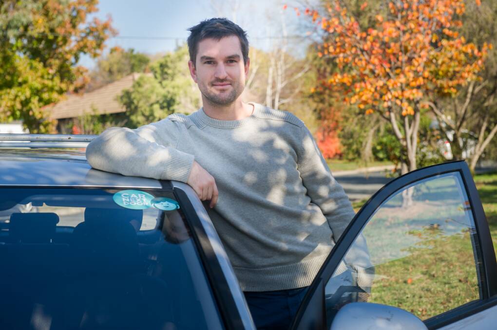 O'Connor man Tristan Skinner, who has just signed up to rent his car out through Car Next Door, a platform that recently expanded to Canberra. Picture: Karleen Minney
