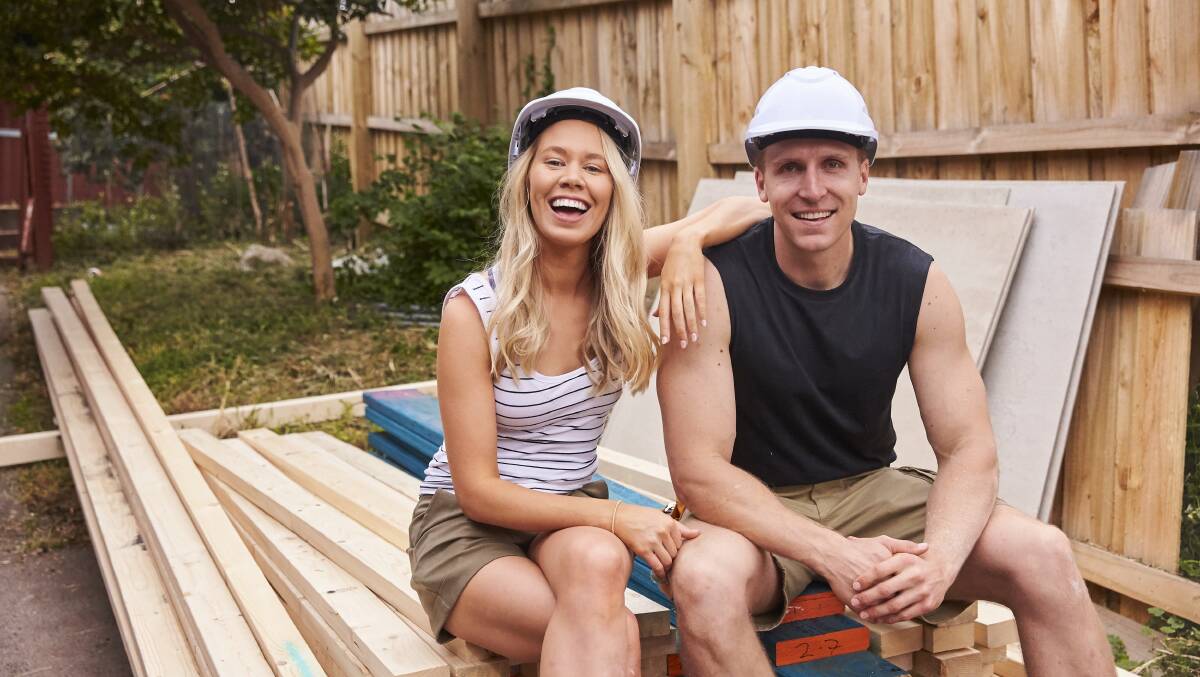 Gundaroo's Katie and Alex Middlemiss mid-construction on House Rules. Picture: Supplied