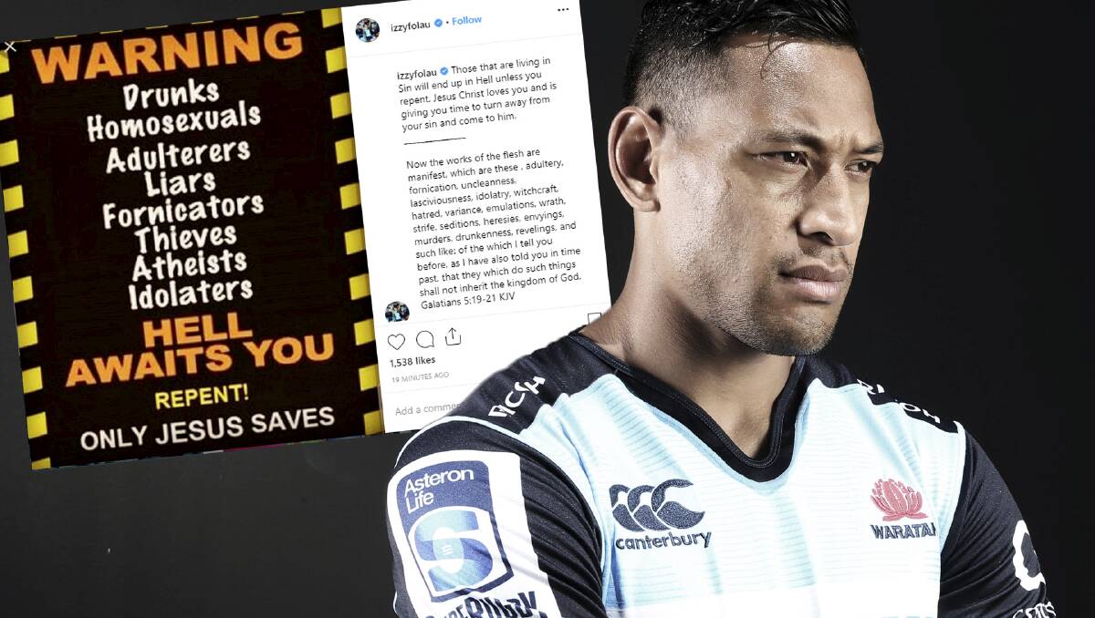 Israel Folau has appeared in a video asking for people to donate money as he begins his legal fight against Rugby Australia. Picture: Louise Kennerley