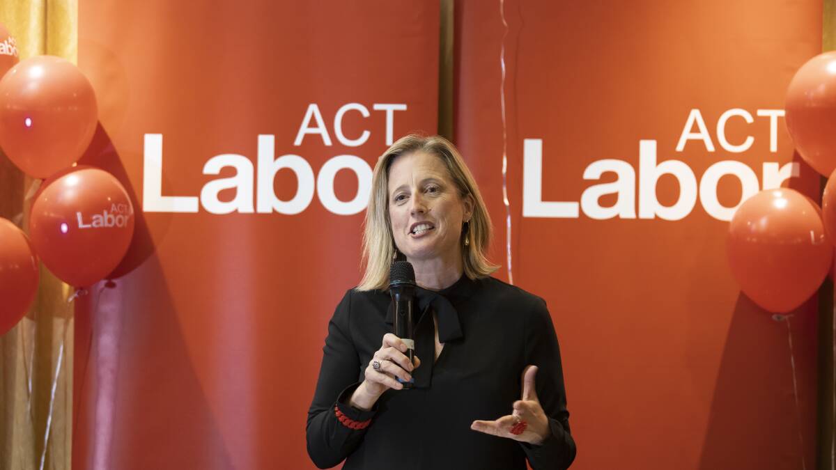 Labor's Katy Gallagher at the Belconnen Labor Club on Saturday night. Picture: Sitthixay Ditthavong
