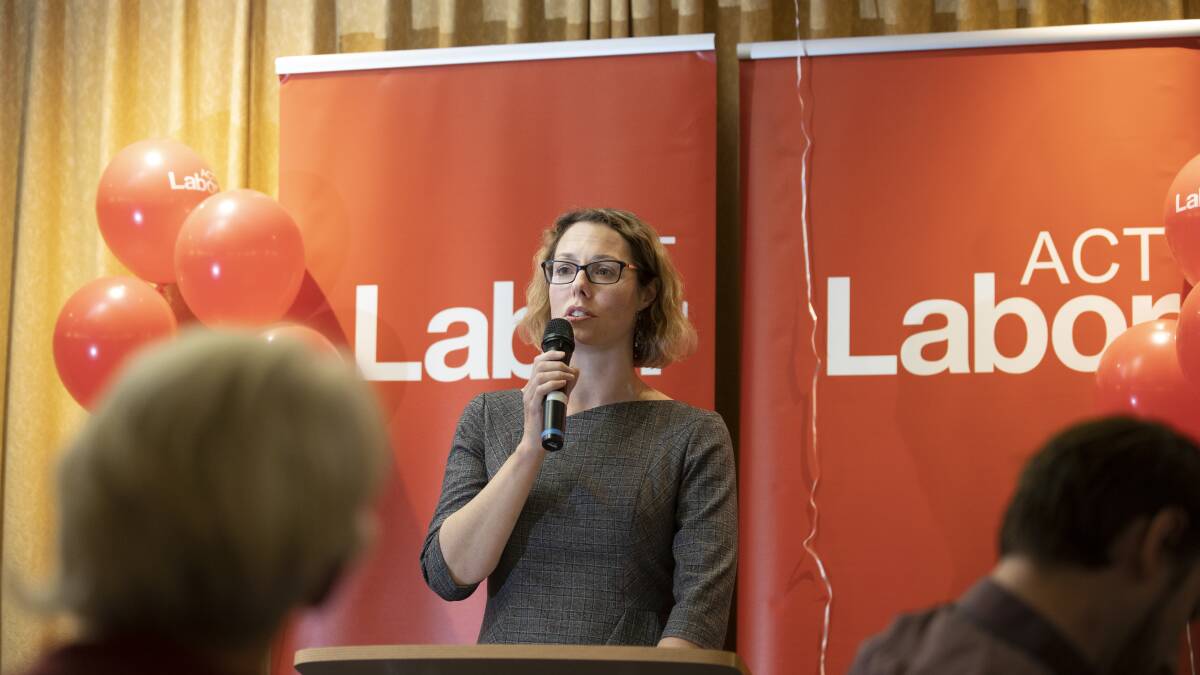 Labor's Alicia Payne at the Belconnen Labor Club on Saturday night. Picture: Sitthixay Ditthavong