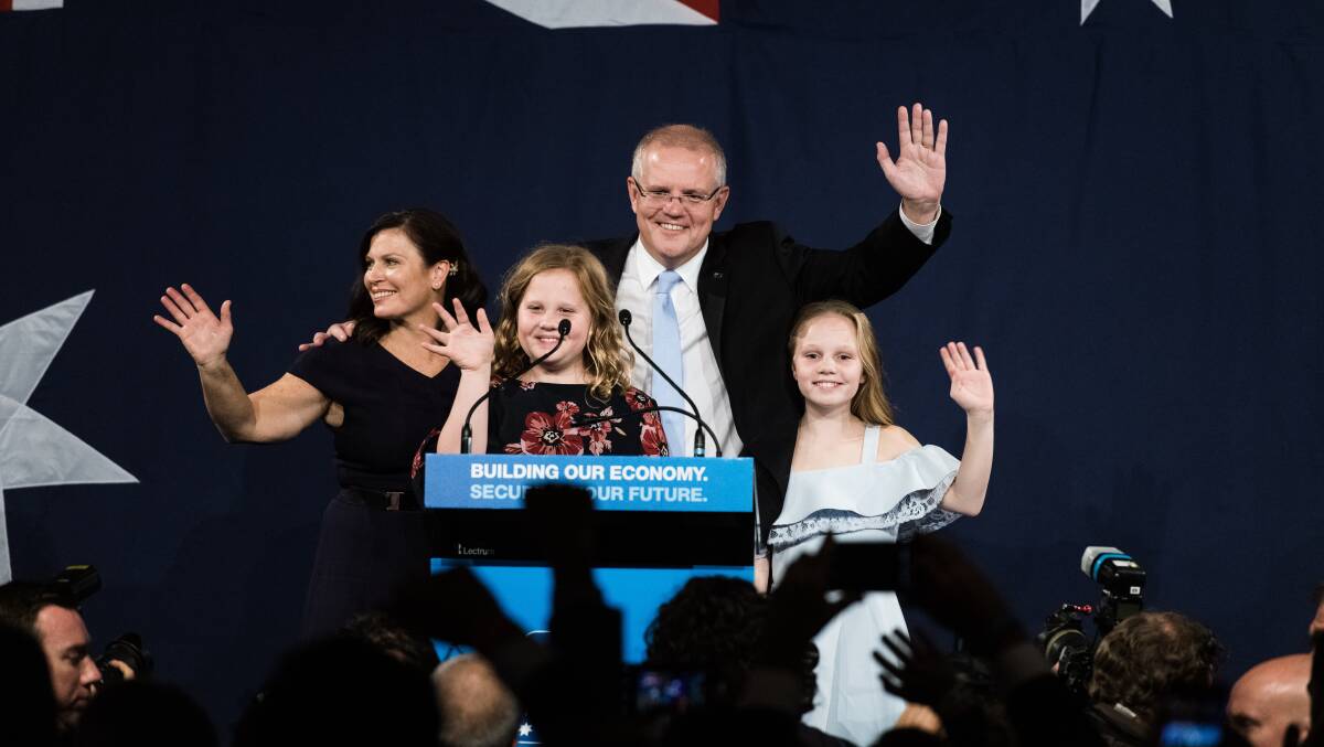 Scott Morrison on election night in May. Picture: James Brickwood