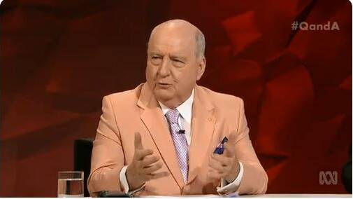 Broadcaster Alan Jones appeared on Q&A on Mondayt night. Picture: ABC