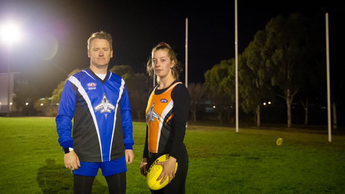 They haven't scored a point in five games, but Gungahlin Jets captain Beth Coster and coach Tim Caesar refuse to die wondering. Picture: Elesa Kurtz