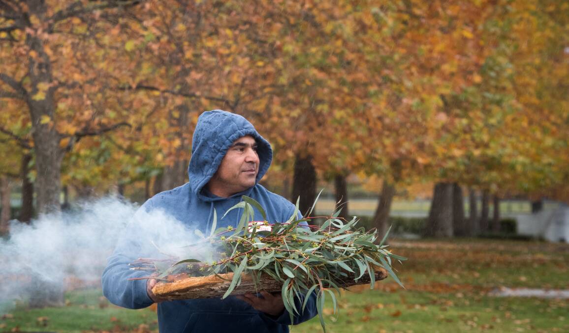 Richie Allan conducted a smoking ceremony fire at the 2019 Reconciliation day at Reconciliation place. Picture: Karleen Minney.