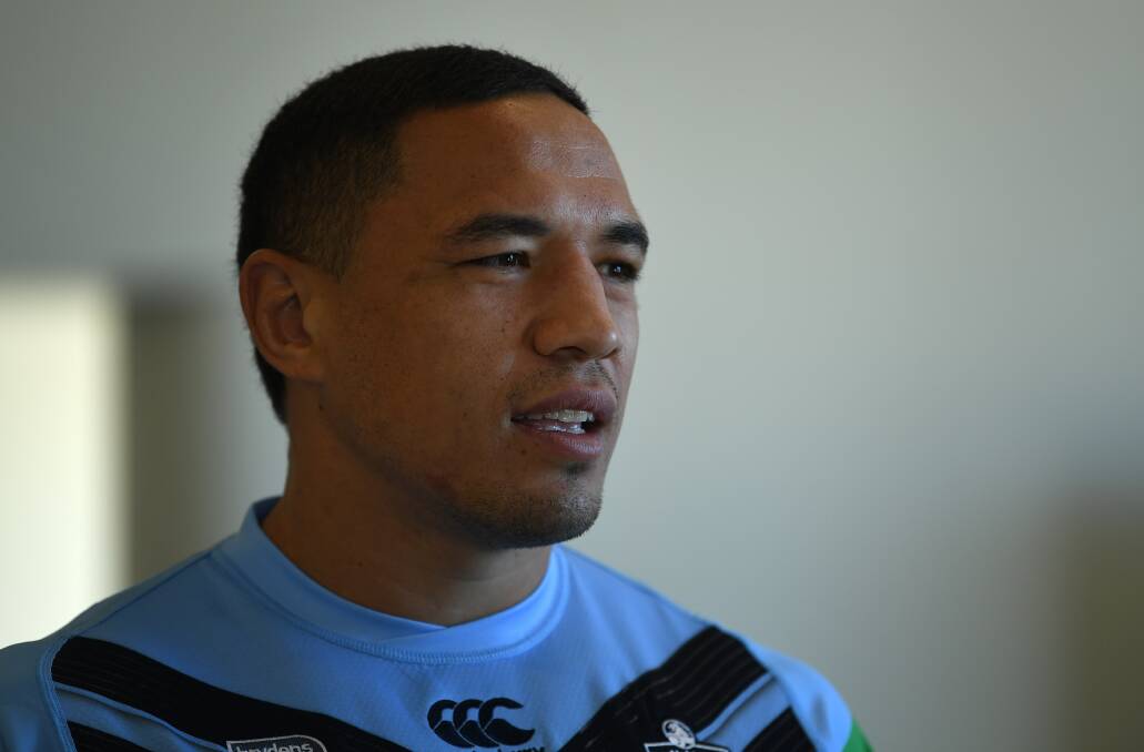 NSW Blues player Tyson Frizell talks to the media on Monday. Picture: AAP