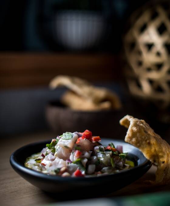 Kingfish ceviche with cassava crackers. Picture: Karleen Minney.