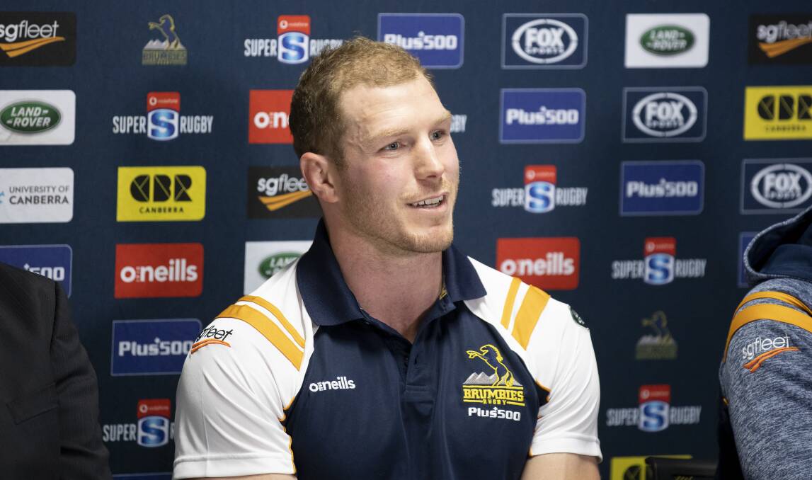The Brumbies' David Pocock speaks about his retirement from Super Rugby on Tuesday. Picture: Sitthixay Ditthavong