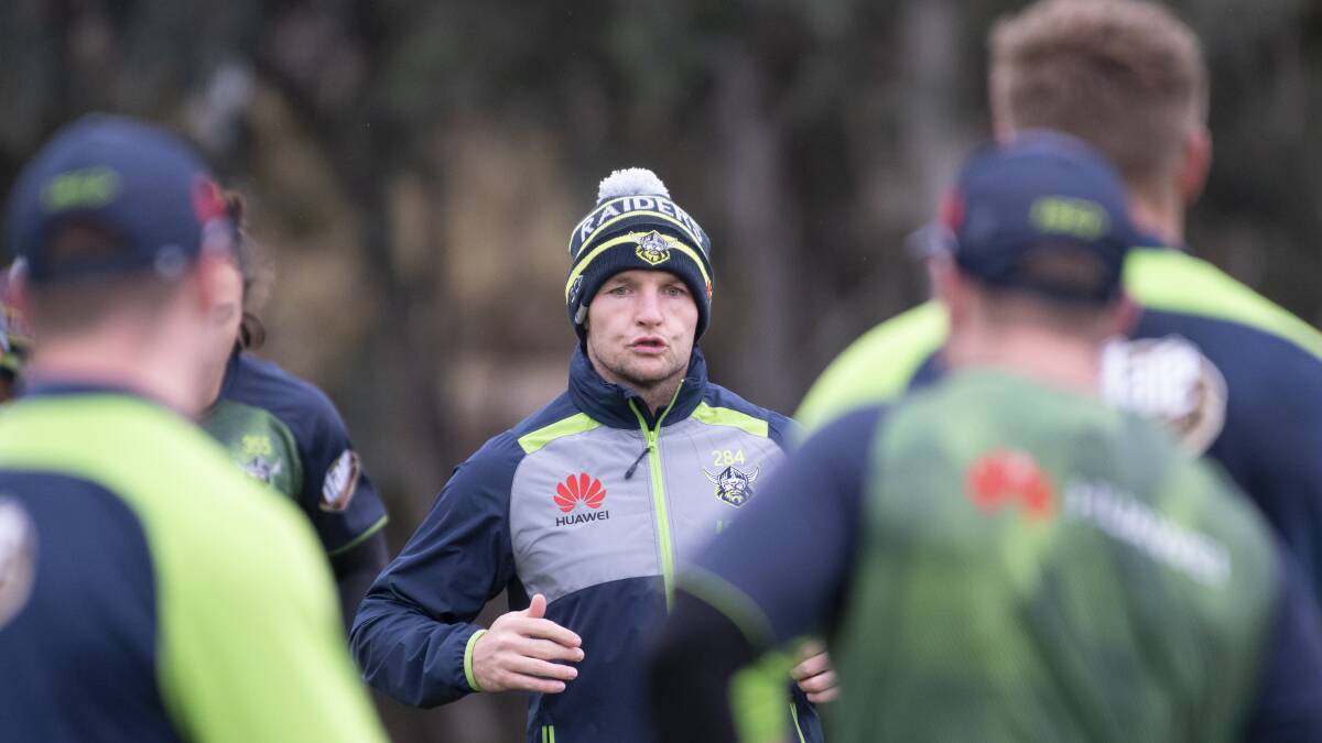 Jarrod Croker at Raiders training on Wednesday. Picture: Sitthixay Ditthavong