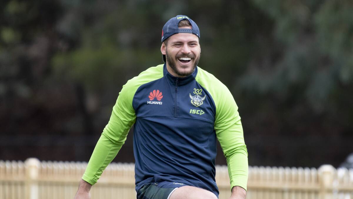 Aidan Sezer at a Raiders training session. Picture: Sitthixay Ditthavong