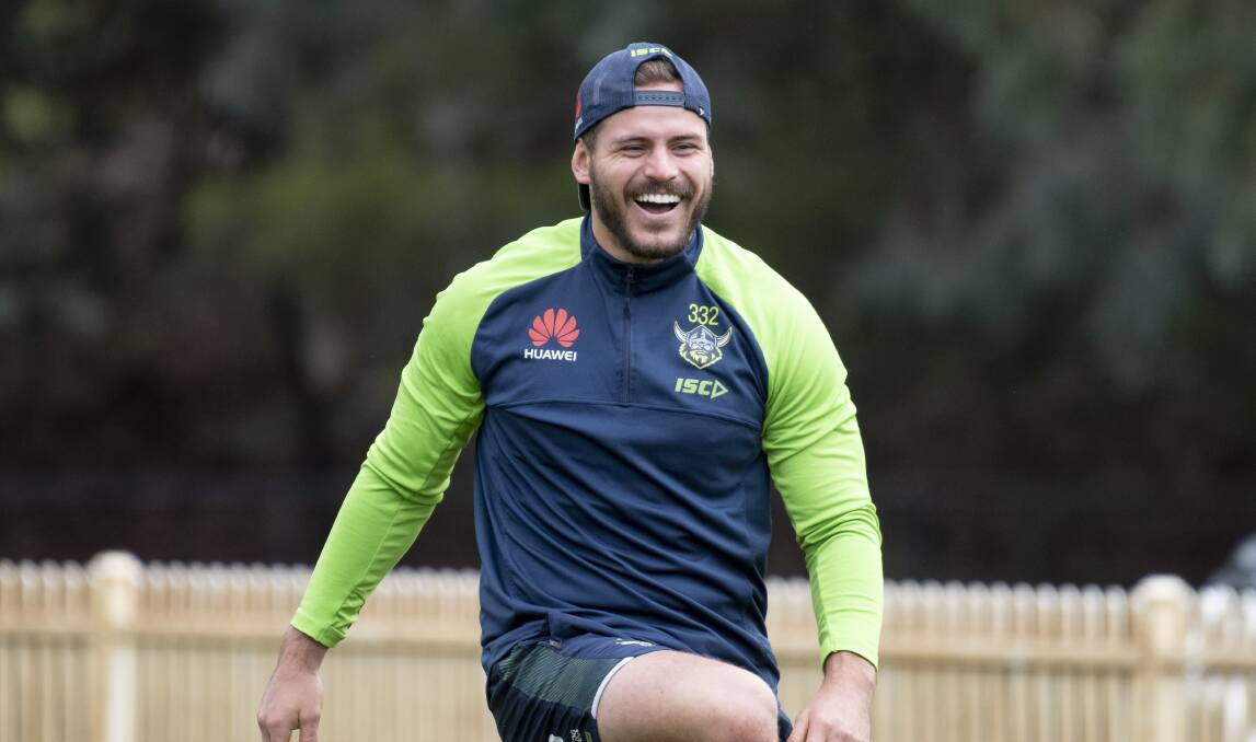 Raiders halfback Aidan Sezer during a training session in May. Picture: Sitthixay Ditthavong