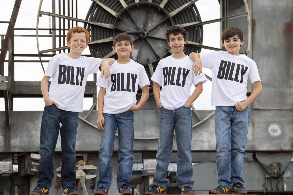 Canberra's Jamie Rogers (far left) will be sharing the role of Billy Elliot with River Mardesic, Omar Abiad and Wade Neilsen.