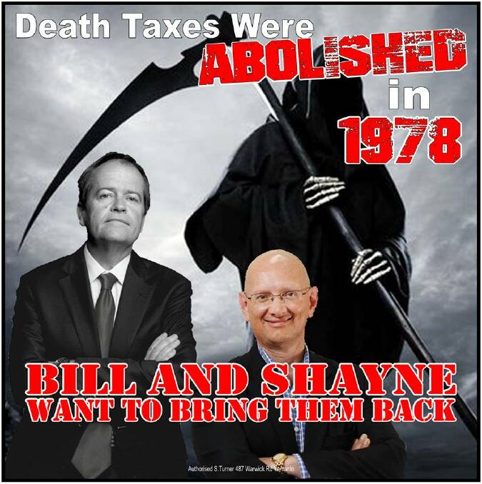 A death tax meme that went viral on Facebook. Picture: Facebook