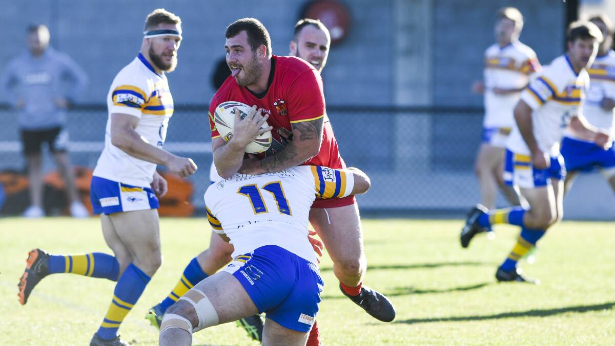 Luke Skidmore looks for an offload. Picture: Dion Georgopoulos