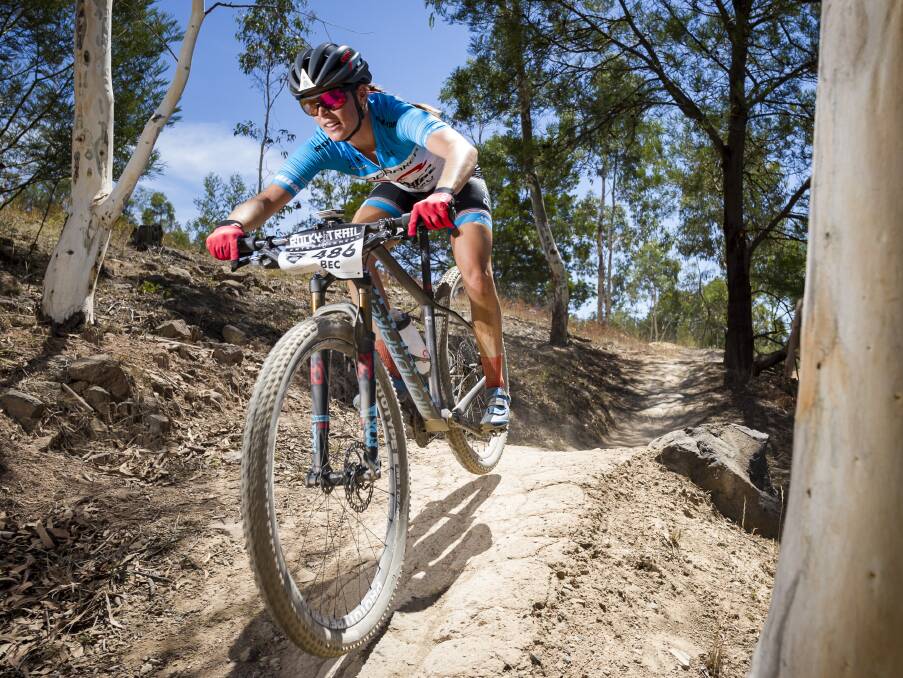 Canberra's Bec McConnell competing in the 2018 Fox Superflow at Stromlo Forest Park. Picture: OuterImage.com.au