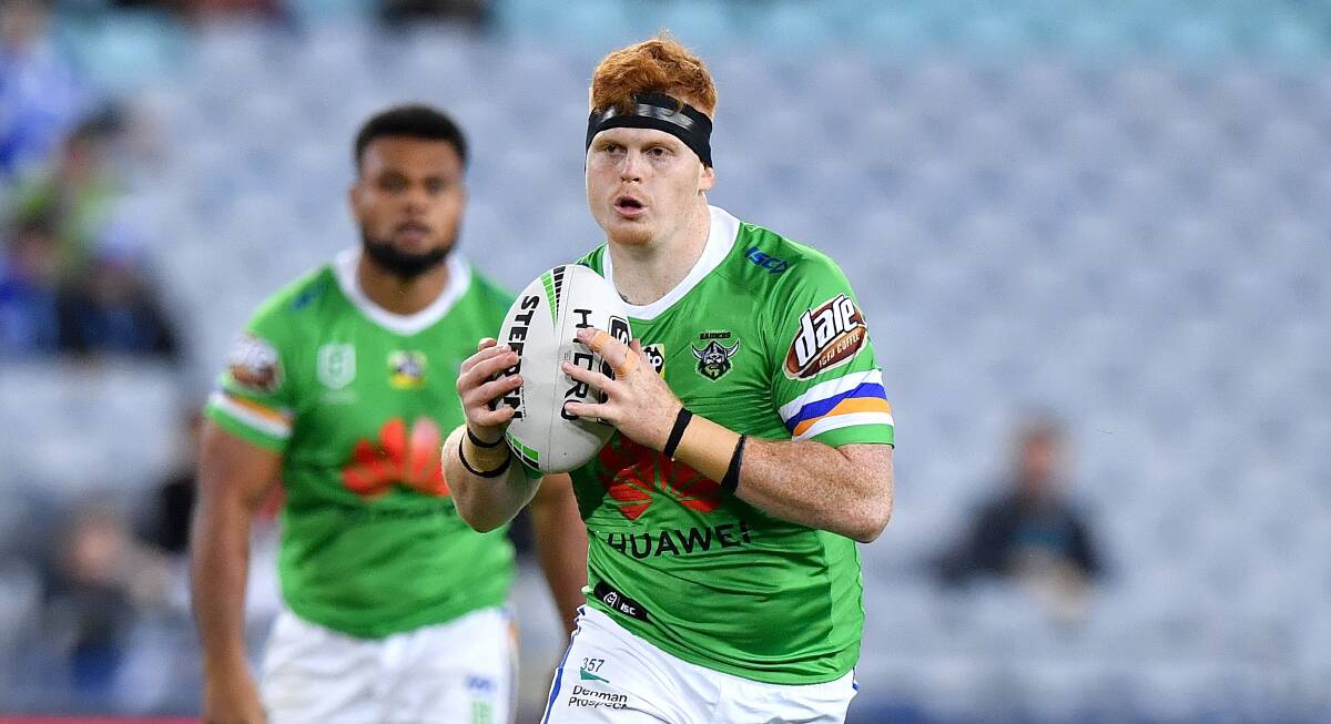 Raiders prop Corey Horsburgh will miss 2-3 weeks with a fractured elbow. Picture: Gregg Porteous/NRL Photos