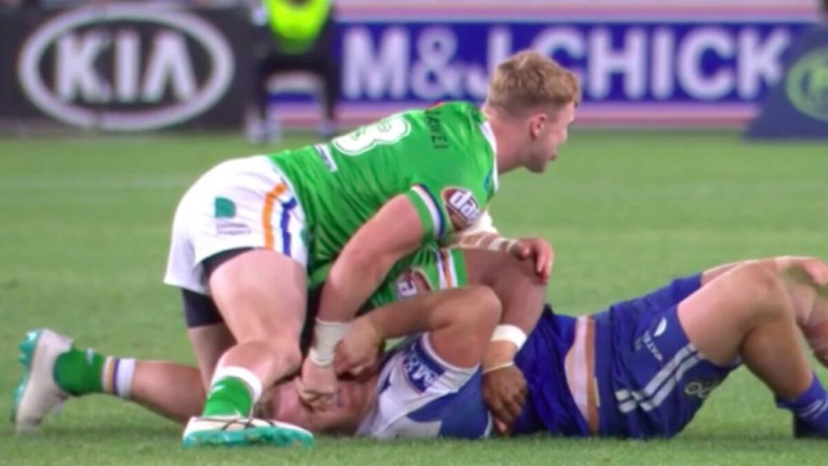 Canberra Raiders' Hudson Young copped a five-week suspension after an eye gouge on Aiden Tolman.