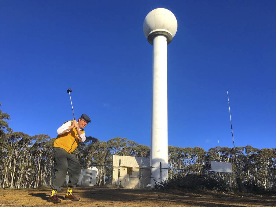 Tim visits the site of the Canberra (Captains Flat) radar which resembles a giant golf ball on a tee. Picture: Tim the Yowie Man