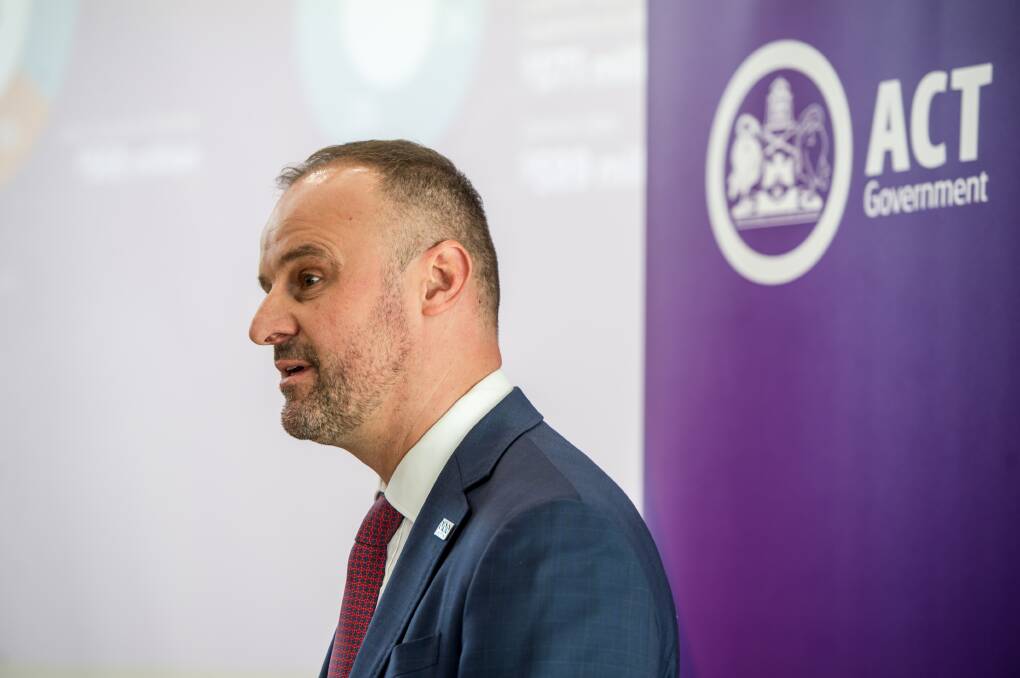 ACT Chief Minister Andrew Barr during the 2019 ACT budget. Picture: Karleen Minney