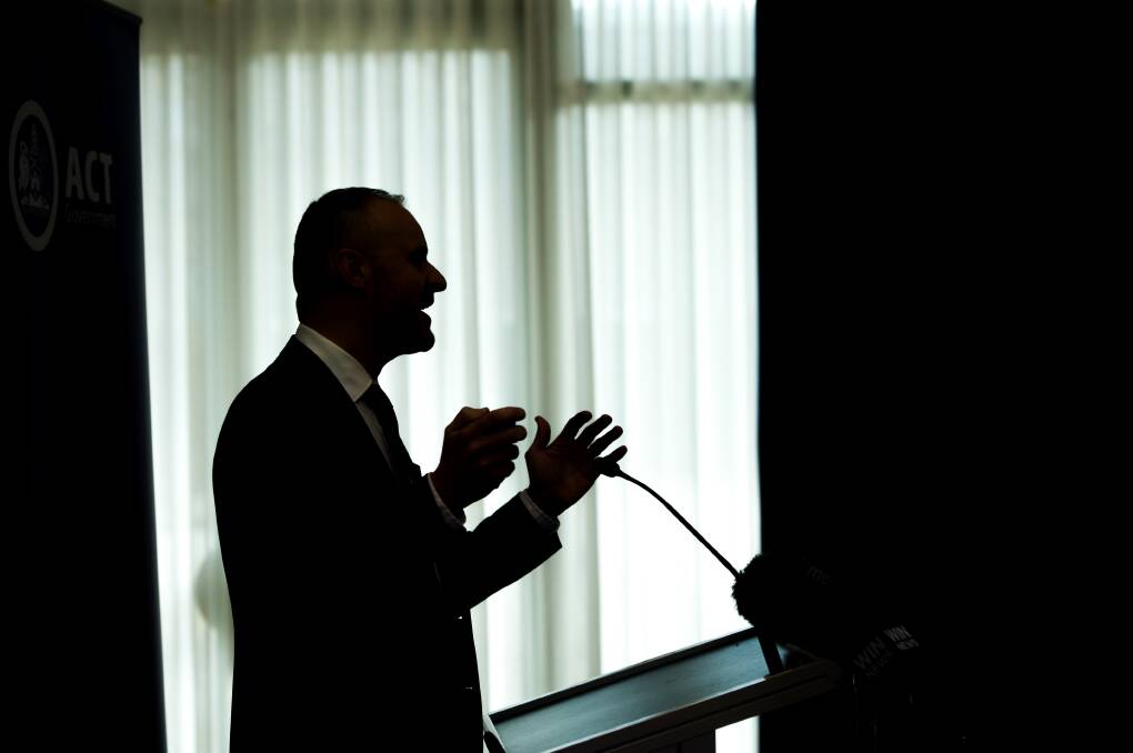 ACT Chief Minister Andrew Barr during the presentation of the 2019 ACT budget. Picture: Karleen Minney