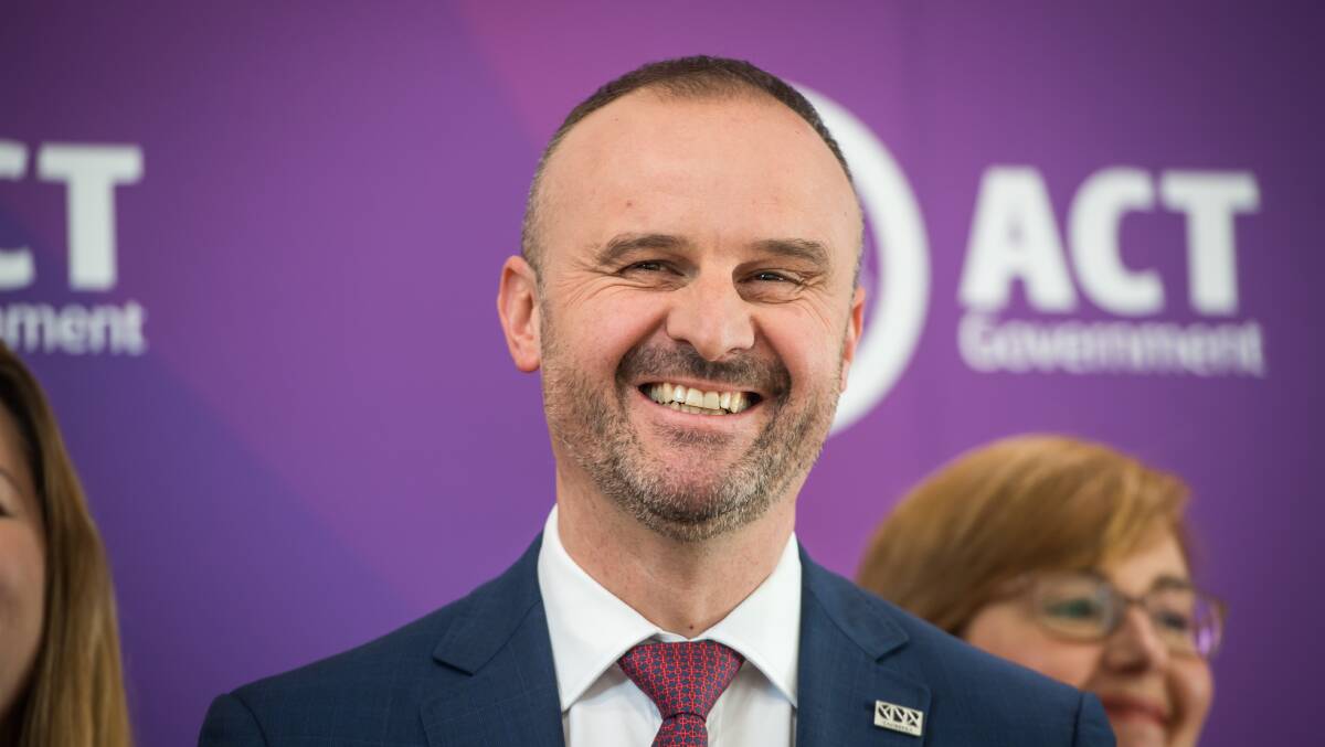 ACT Chief minister Andrew Barr and his cabinet explain the detail in the 2019 ACT budget on Tuesday. Picture: Karleen Minney.