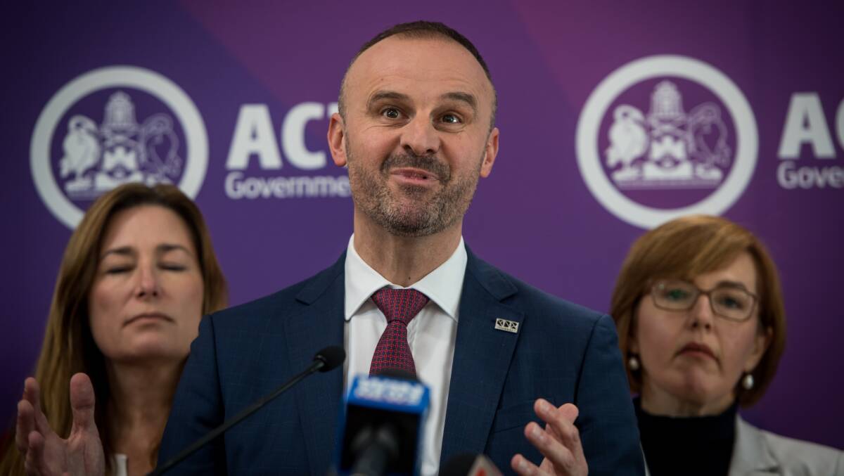 ACT Chief Minister Andrew Barr explains detail held in the 2019 ACT budget. Picture: Karleen Minney