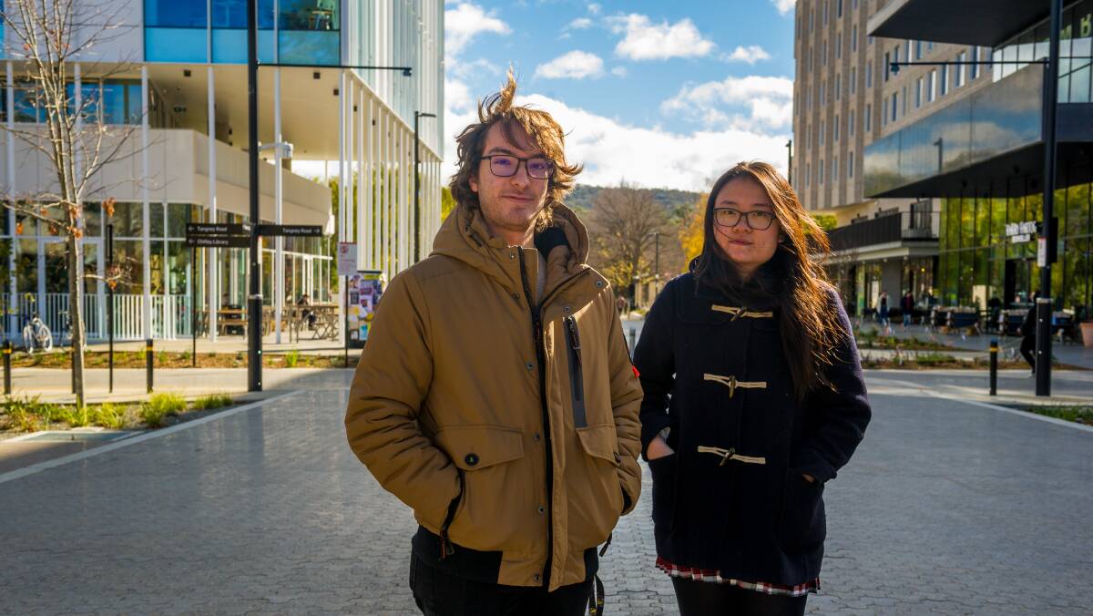 ANU students Aaron Zepeda and Irene Chen, who said they were concerned by the recent data breach. Picture: Elesa Kurtz