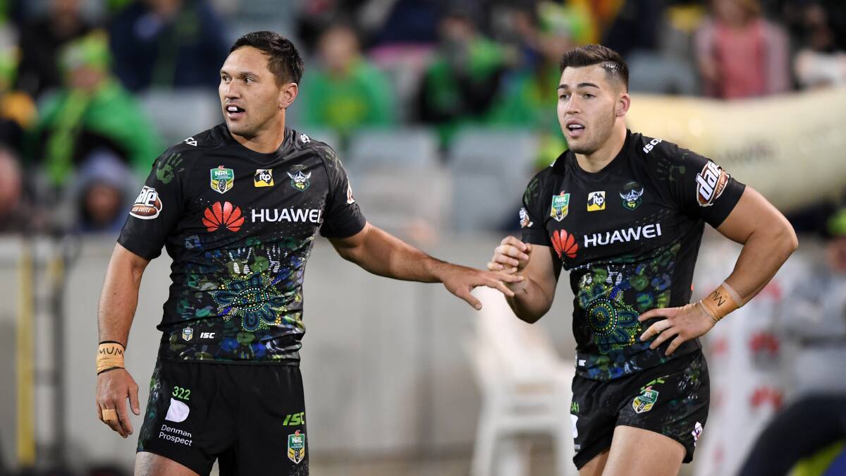 Ravalawa rates Canberra Raiders strike weapons Jordan Rapana and Nick Cotric as two of the best in the business. Picture: Gregg Porteous/NRL Photos