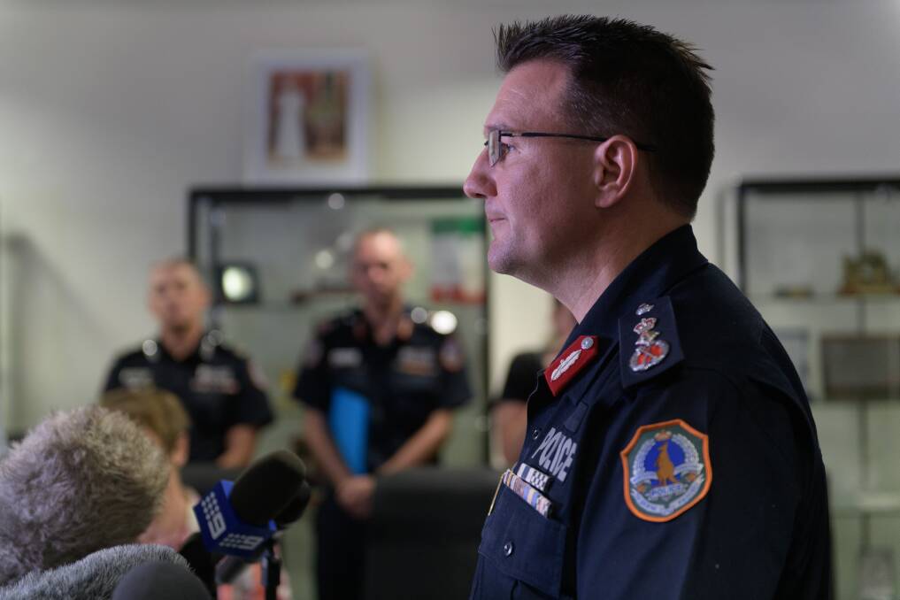 Northern Territory Police Commissioner Reece Kershaw addresses the media during a press conference in Darwin. Picture: AAP