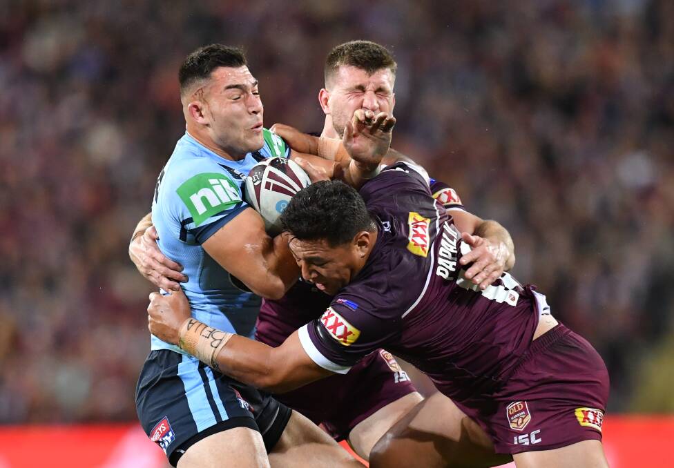 Raiders centre Nick Cotric underwent treatment on his knee on Thursday night in the hope of playing the Tigers. Picture: AAP