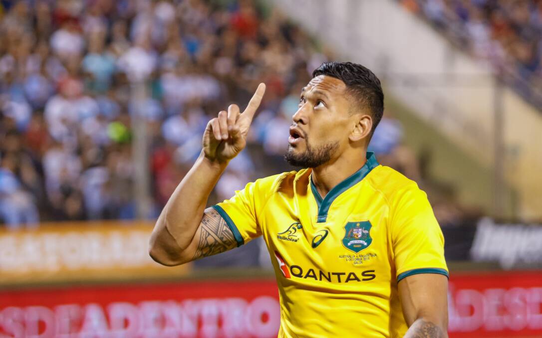Israel Folau has sent a letter to Rugby Australia seeking an explanation for details of his code of conduct hearing appearing in the media. Picture: EPA/Jan Touzeau