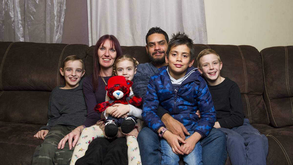 Carmen Bartley and husband Barry Bartley with kids (from left) Brayden Gee, Lori Gee, Ashton Bartley and Kyan Gee. Picture: Dion Georgopoulos