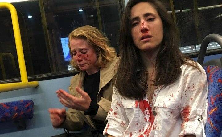 Melania Geymonat and her girlfriend say they were attacked on a London bus after refusing to kiss. Picture: Facebook