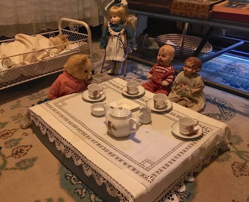 Dawn Waterhouse's dolls enjoy a tea party in her childhood bedroom at Calthorpes' House. Photo: Tim the Yowie Man