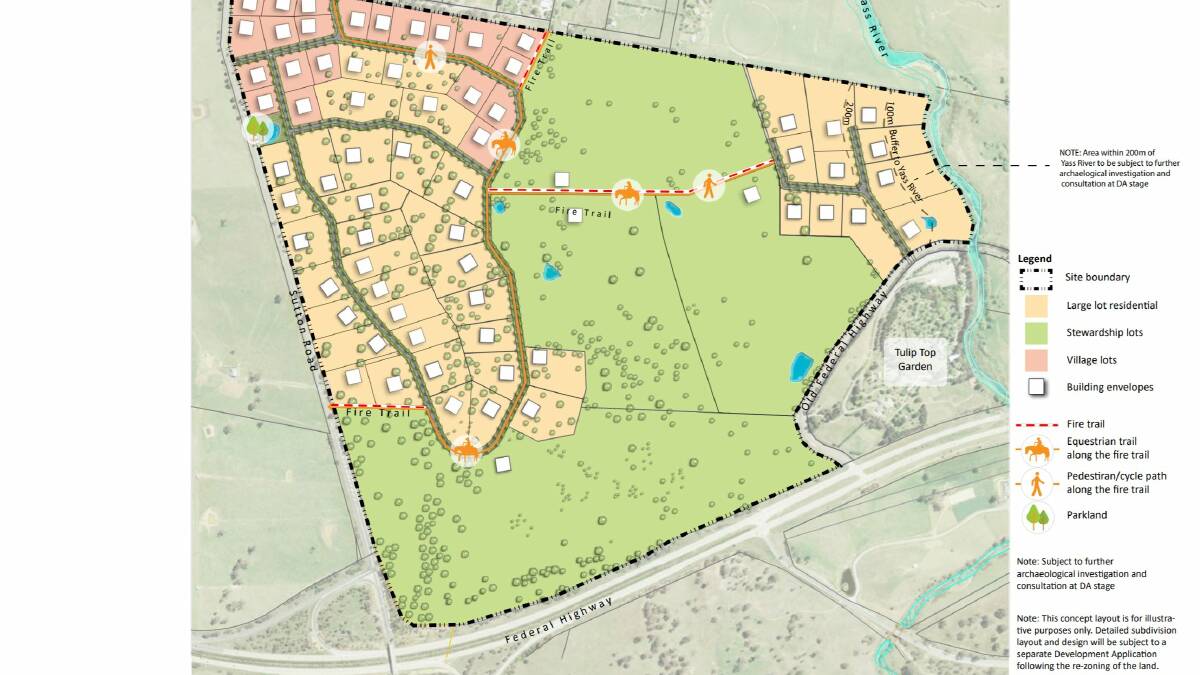 A concept plan for the development included in the proposal documents which shows the existing Sutton township just to the north. Picture: Supplied