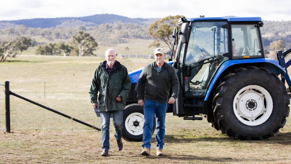 Brothers, Peter (left) and Paul Cartwright are proposing part of their family's land to be sold and developed to effectively double the size of Sutton. Picture: Jamila Toderas