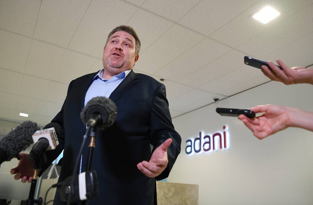Adani Mining CEO Lucas Dow speaks at a press conference after the Queensland government gave approval for the proposed coal mine to go ahead. Picture: AAP