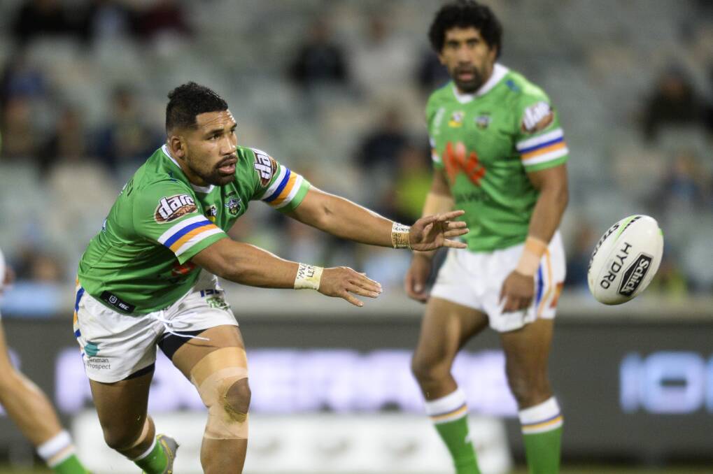 Siliva Havili of the Raiders passes the ball. Picture: AAP