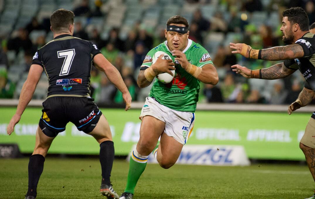 Canberra Raiders prop Josh Papalii will take some confidence out of the Sharks win into Origin camp. Picture: Elesa Kurtz