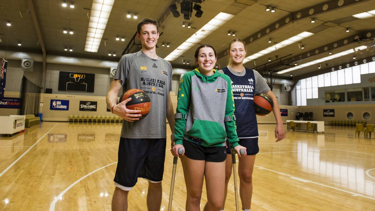 Future stars? Hunter Clarke, Isabel Palmer and Ashlee Hannan are in Basketball Australia's Centre of Excellence. Picture: Dion Georgopoulos